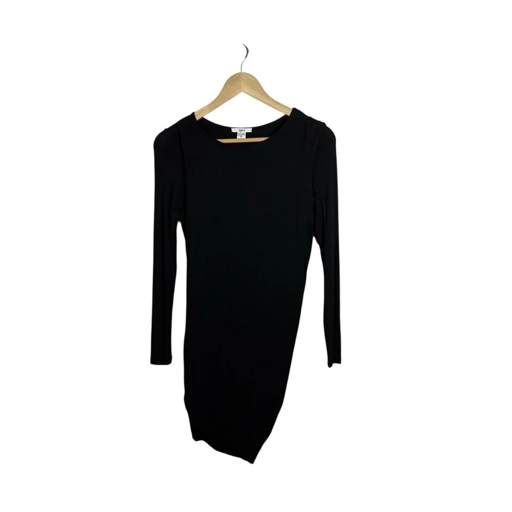 Bar III Women’s Long Sleeve Bodycon Wrap Jersey Mini Dress Black Size XS - Picture 2 of 7